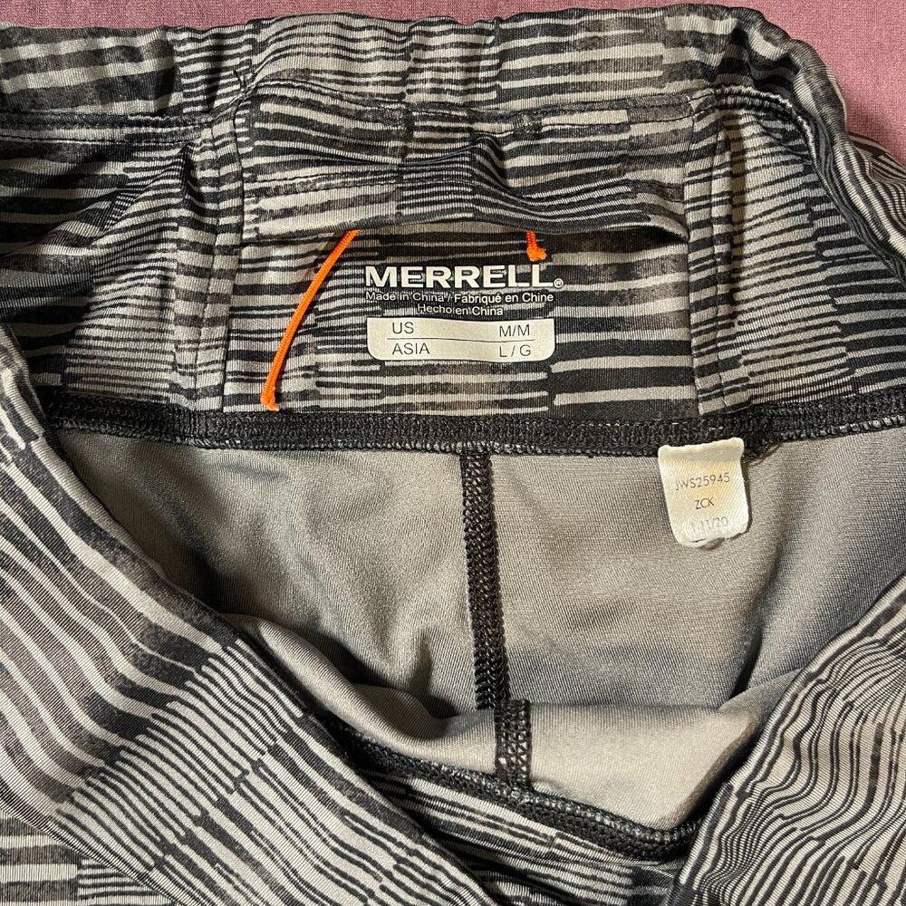 Merrell 28" Inseam High Rise Gray stripped leggings with drawstring- Size Medium - Picture 5 of 8